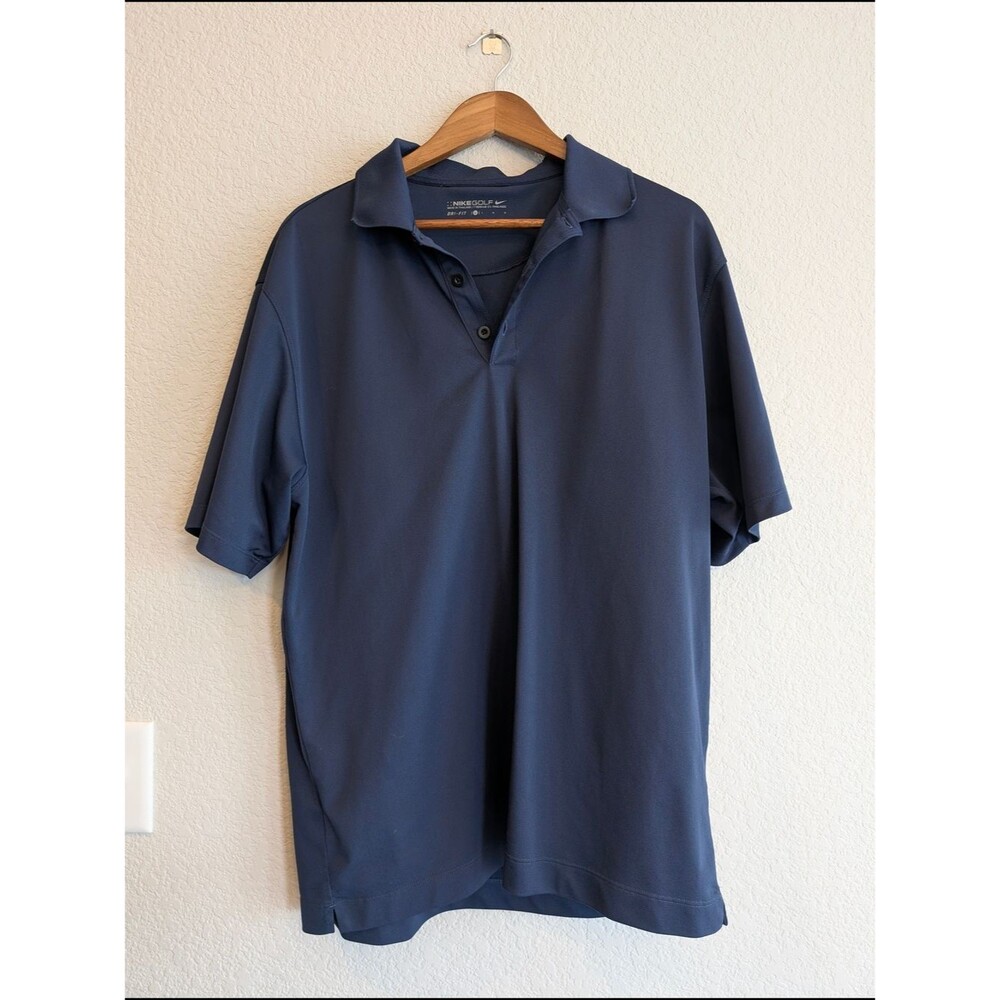 Nike Golf Dri-fit Men's Sz L Navy Performance Polo Shirt Sport Activewear
